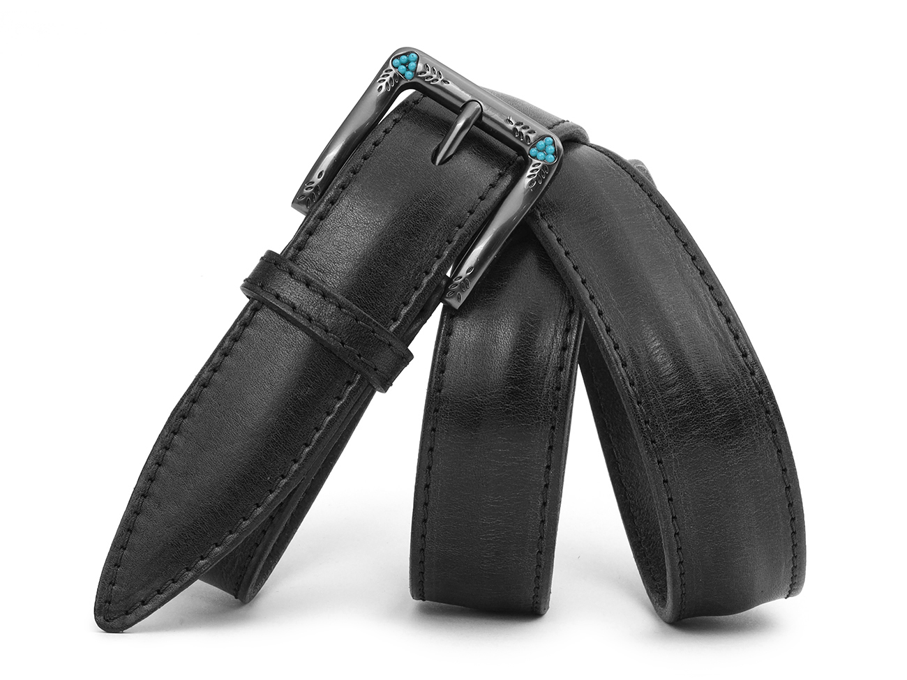Кожаный черный женский джинсовый ремень B35-73