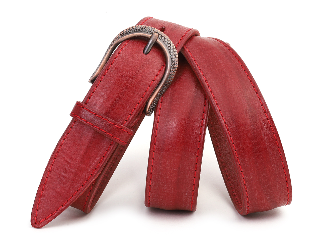 Кожаный красный женский джинсовый ремень B35-83