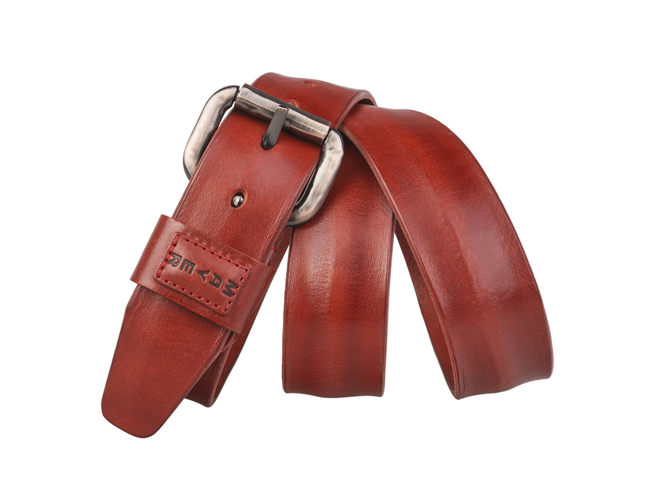 Кожаный красный мужской джинсовый ремень B40-1075