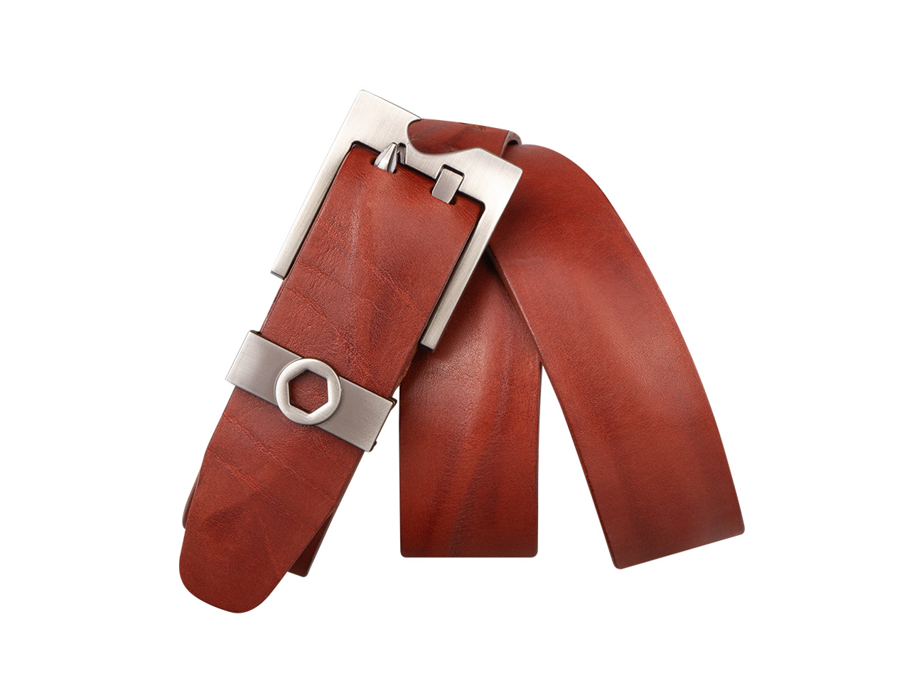 Кожаный коньяк мужской джинсовый ремень B40-1284
