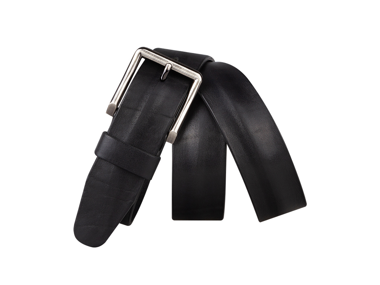 Кожаный черный мужской джинсовый ремень B40-1285 вид 1