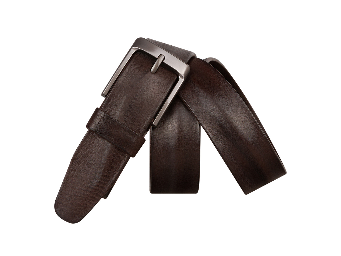 Кожаный коричневый мужской джинсовый ремень B40-1320 вид 1