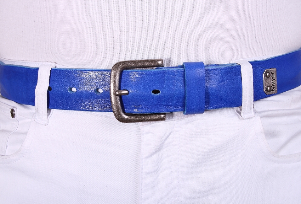 Кожаный синий мужской джинсовый ремень B40-175