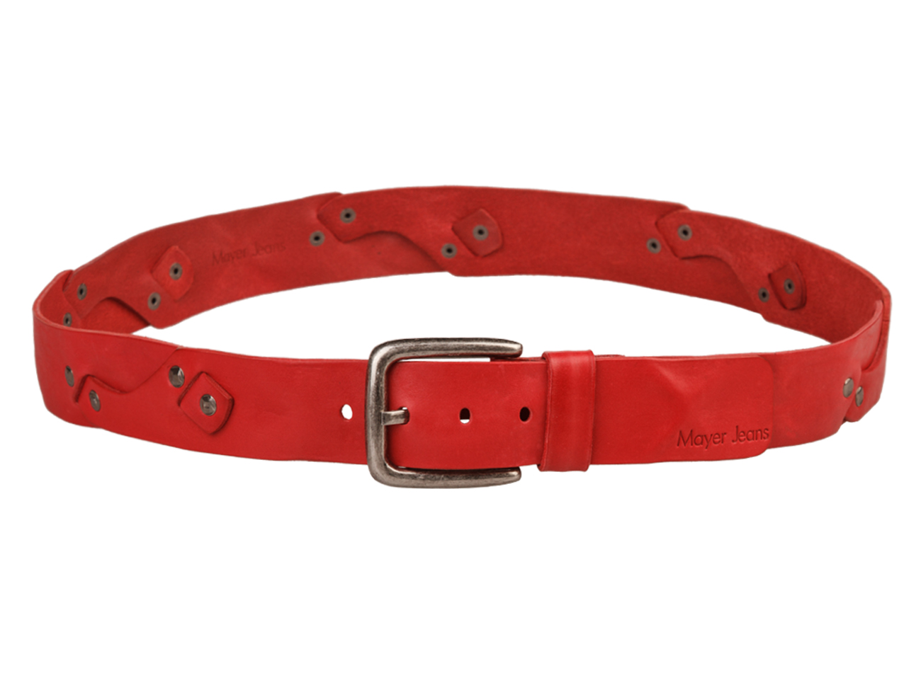 Кожаный красный мужской джинсовый ремень B45-11