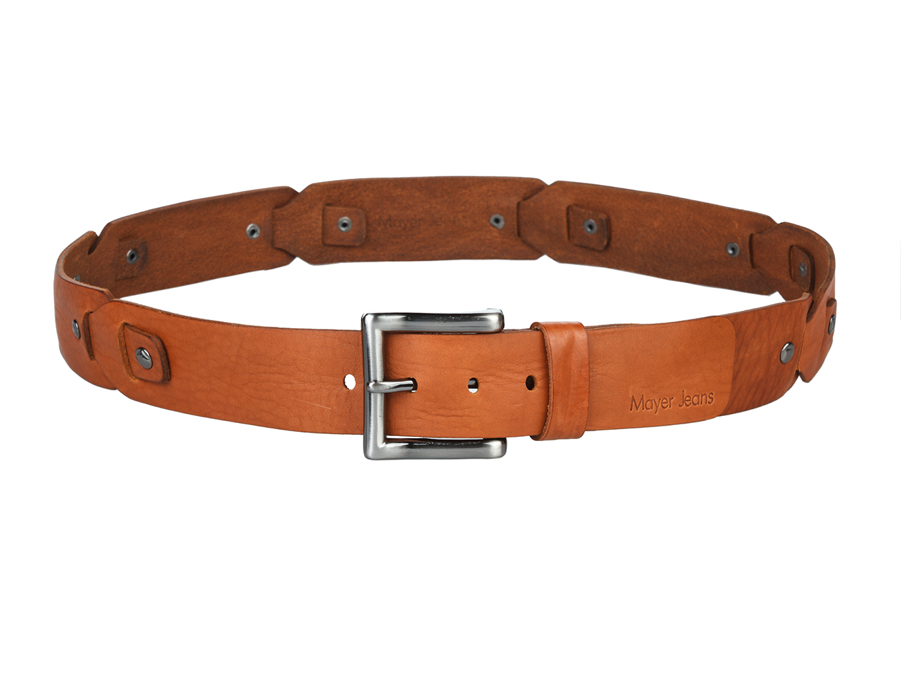 Кожаный рыжий мужской джинсовый ремень B45-16