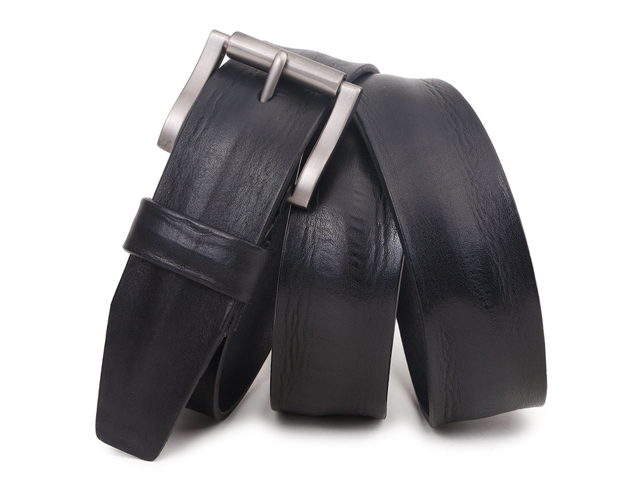 Кожаный черный мужской джинсовый ремень B45-57 вид 1