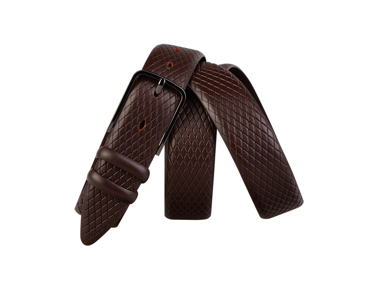 Кожаный коричневый мужской классический ремень DC35-57