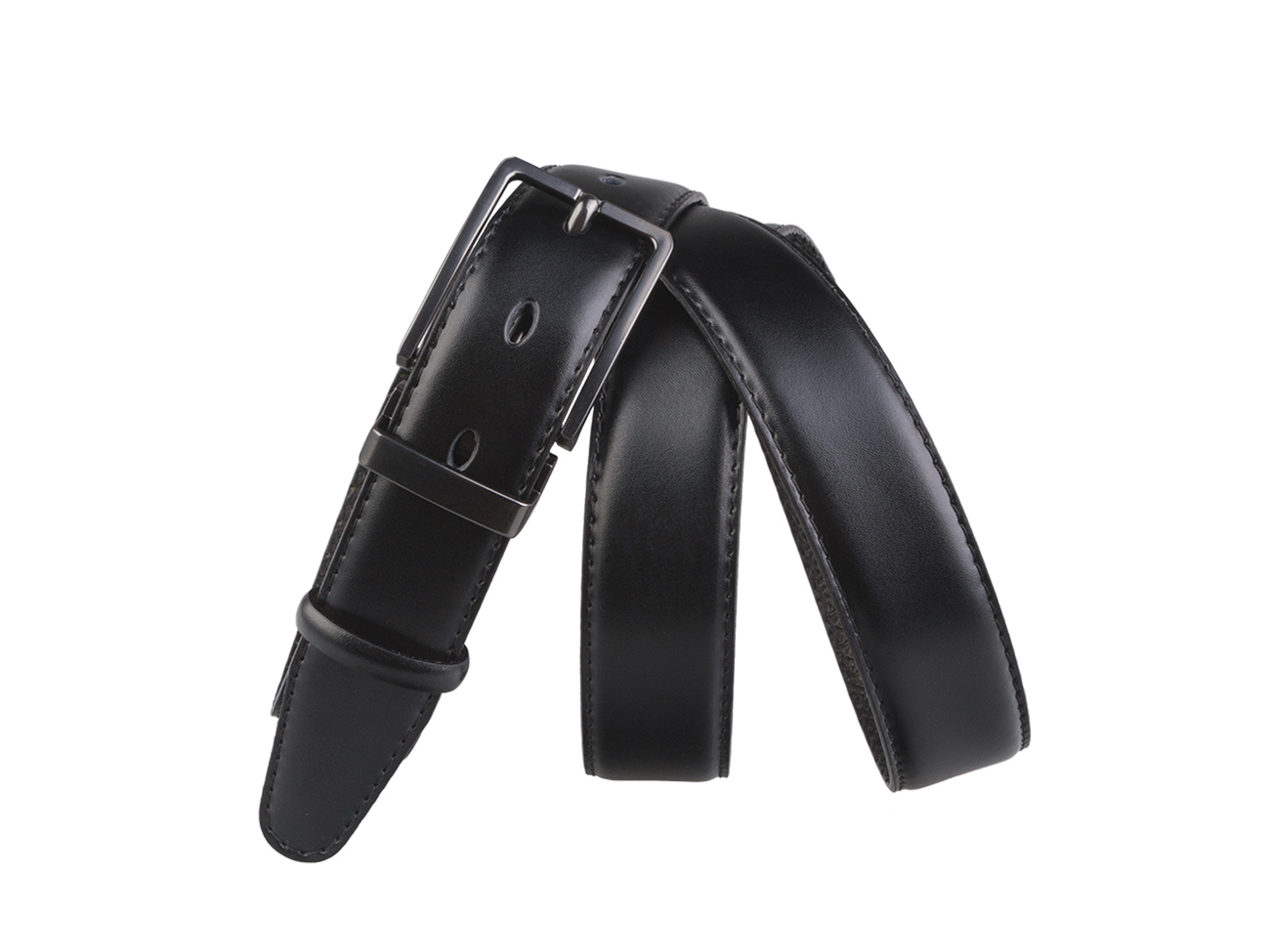 Кожаный черный мужской классический ремень DK30-01