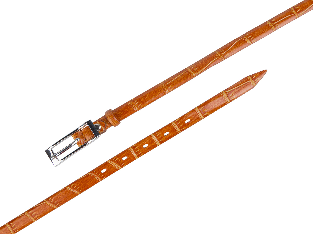 Кожаный оранжевый женский узкий ремень DS15-259