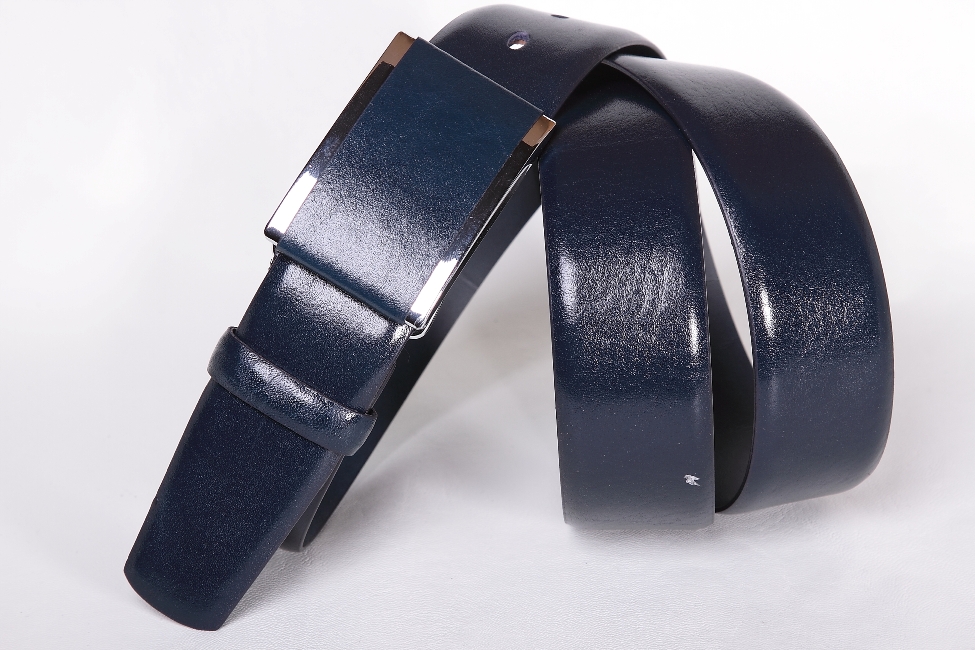 Кожаный синий мужской классический ремень PR40-27