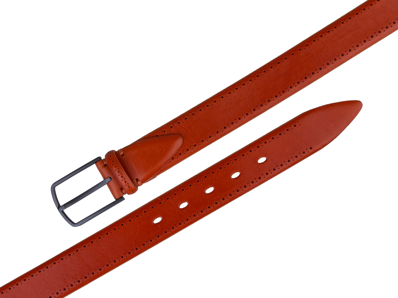 Кожаный рыжий ремень ручной работы SPR35-12