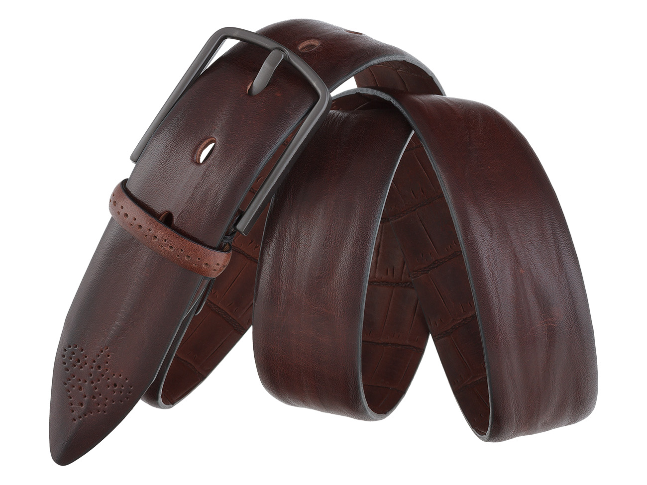 Кожаный коричневый ремень ручной работы SPR35-25