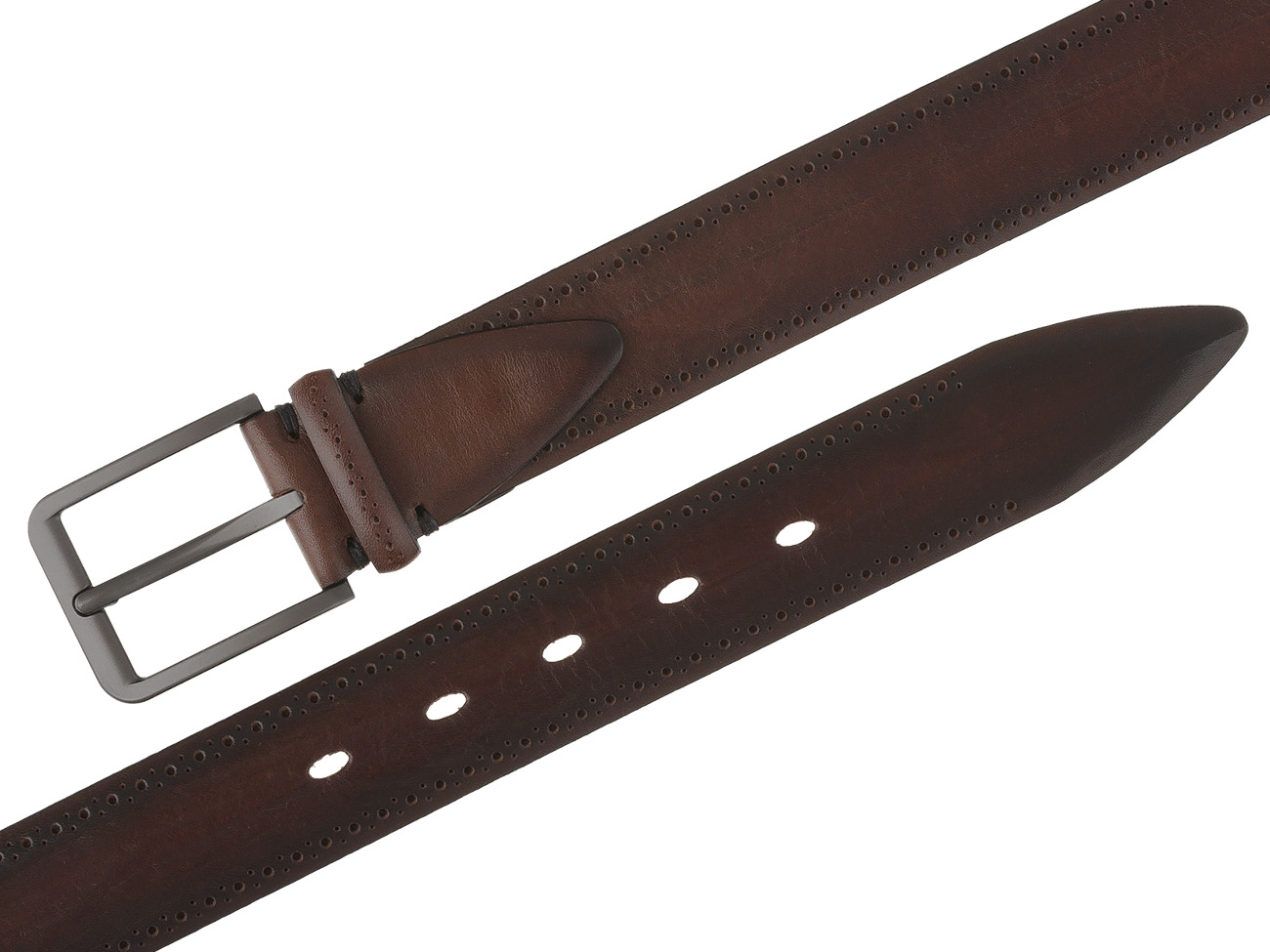 Кожаный коричневый ремень ручной работы SPR35-35