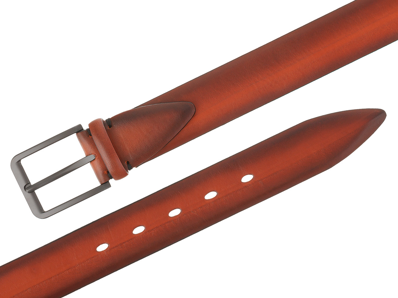 Кожаный рыжий ремень ручной работы SPR35-59