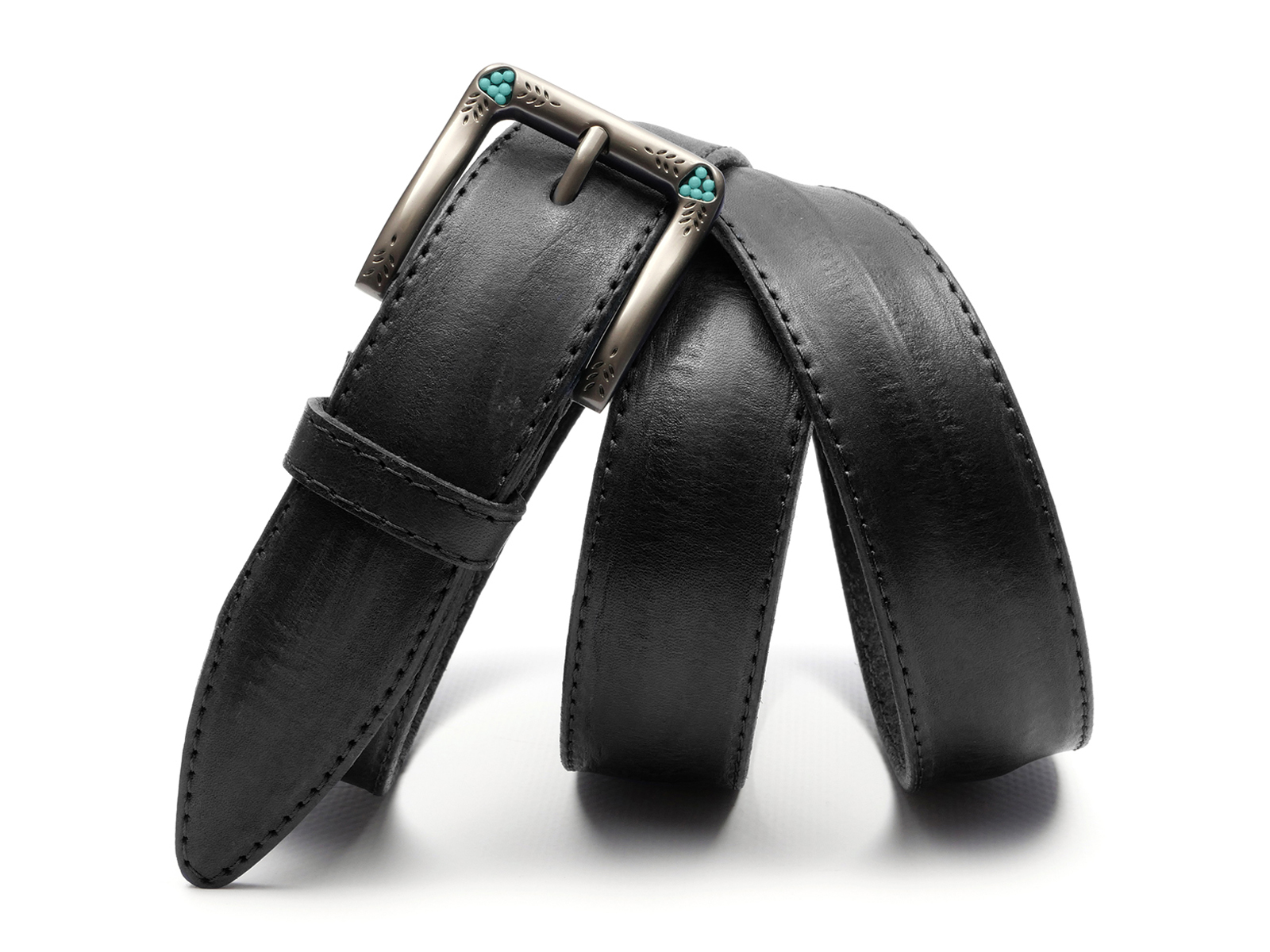 Кожаный черный женский джинсовый ремень B35-2059