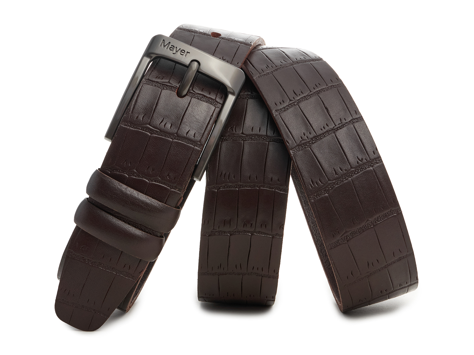 Кожаный коньячный мужской джинсовый ремень B40-2120